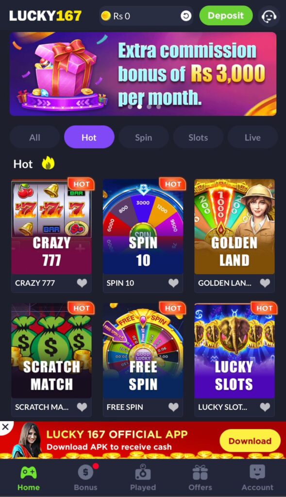 Lucky167 Game